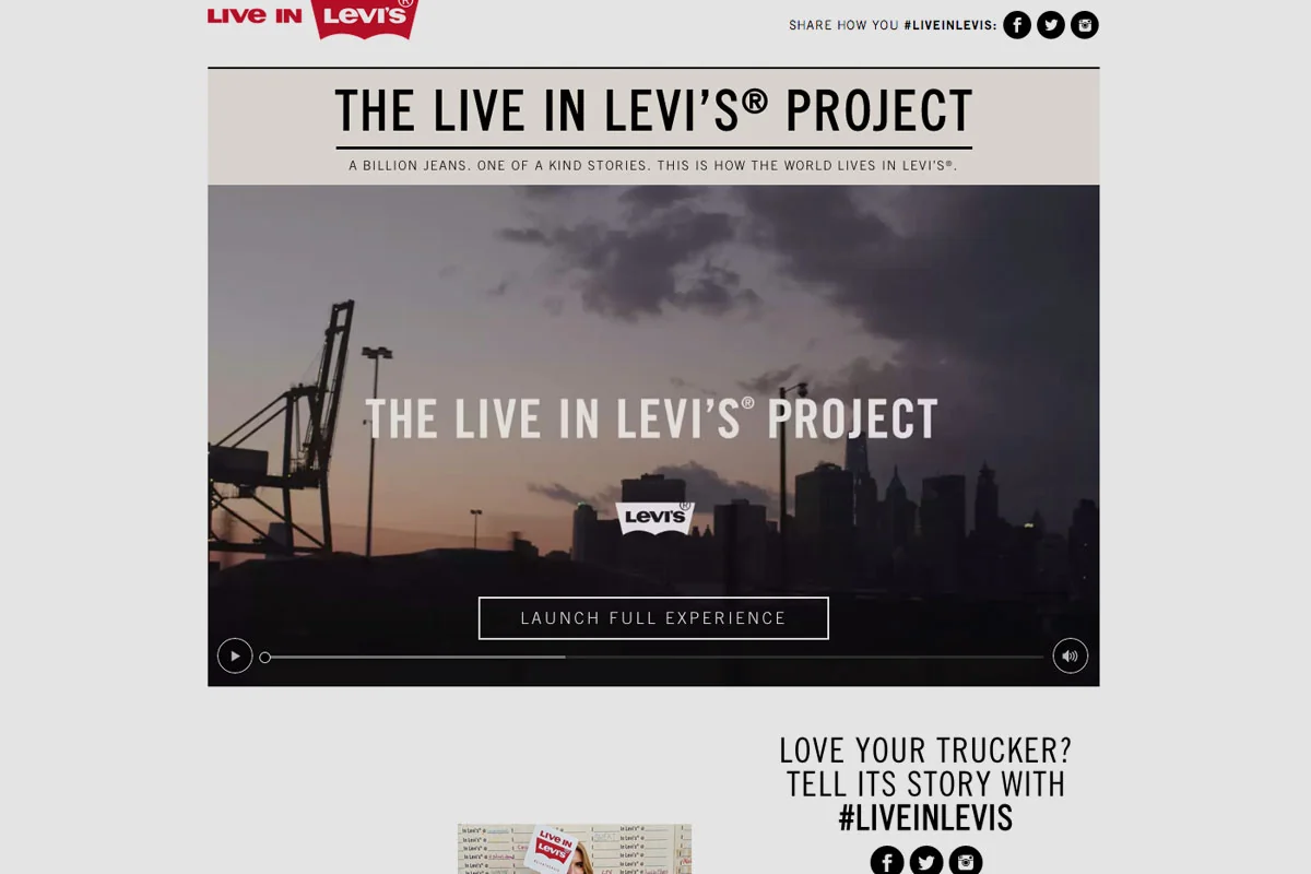 Live in Levi’s campaign page with the project film and launch link.